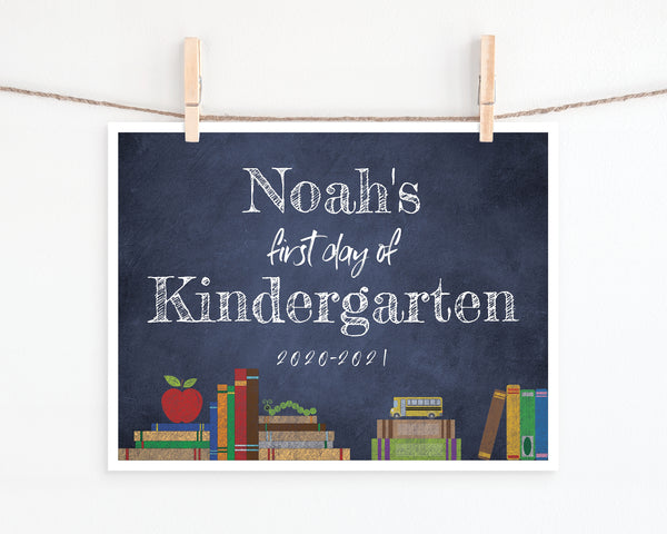 Chalkboard and Books School Sign Template