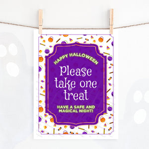 Halloween Candy Please Take One Treat Sign + Template