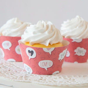 Valentine Cupcake Wrappers - Speech Bubbles