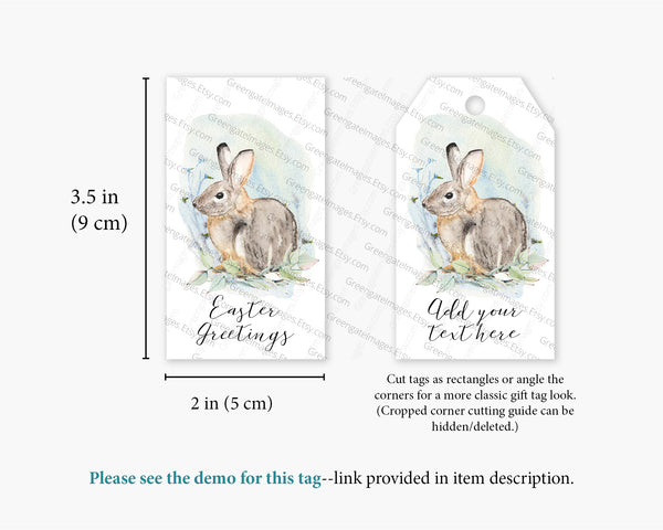 Bunny Gift Tag - Light Brown Cottontail Rabbit - Greengate Images