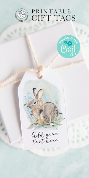 Bunny Gift Tag - Light Brown Cottontail Rabbit - Greengate Images