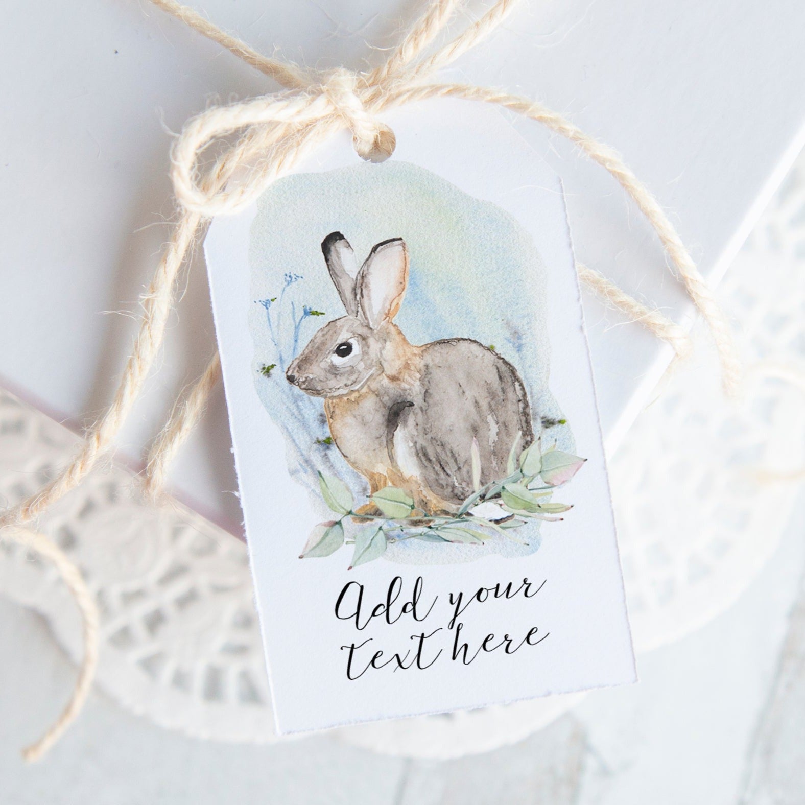 Bunny Gift Tag - Light Brown Cottontail Rabbit