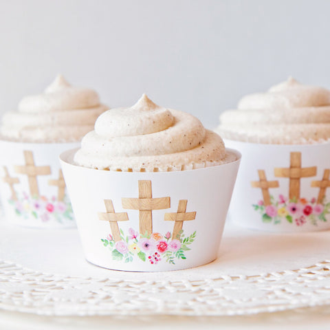 Floral Cross Cupcake Wrapper