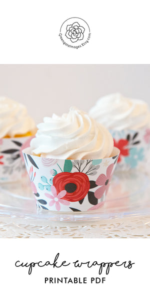 Valentine Floral Cupcake Wrappers