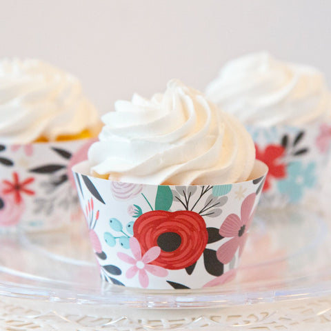 Valentine Floral Cupcake Wrappers - Greengate Images