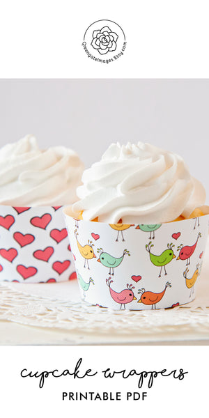 Love Birds Cupcake Wrapper Duo - White