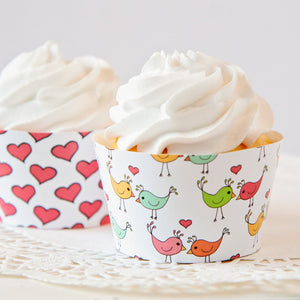 Love Birds Cupcake Wrapper Duo - White