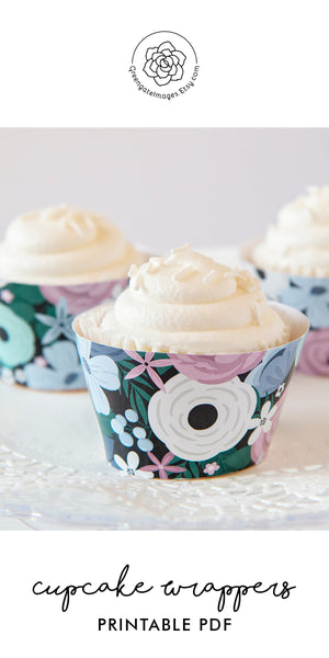 Winter Floral Cupcake Wrappers - Dark - Greengate Images