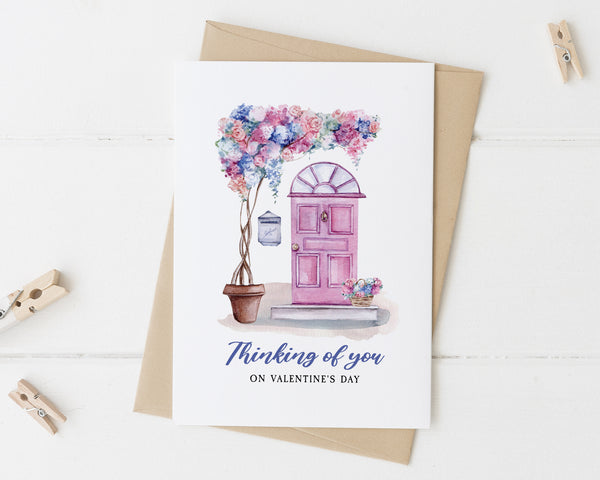 Thinking of You / Valentine's / Galentine's Day Greeting Card - Floral Door