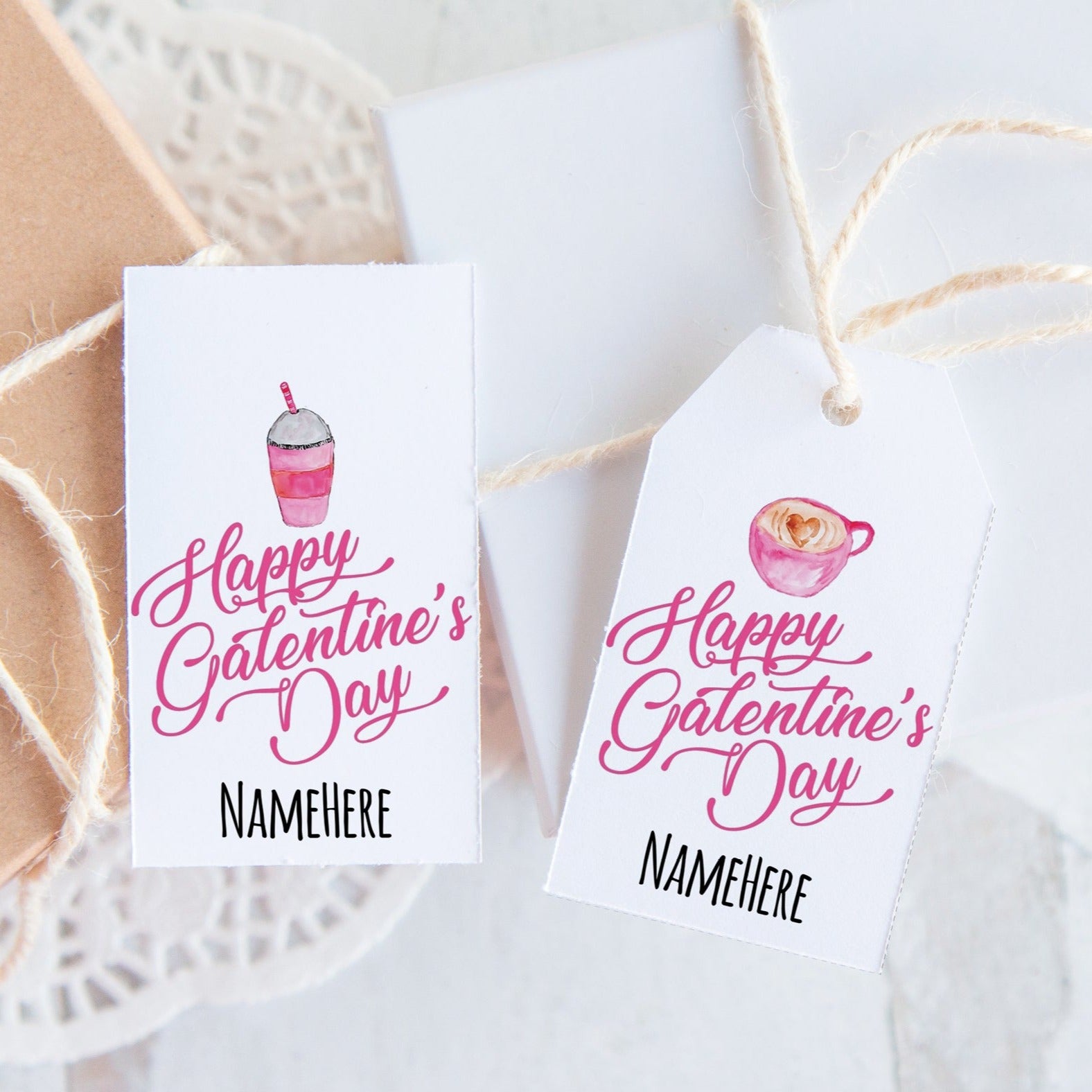 Galentine's Gift Tag Set - Cupcakes and Beverages