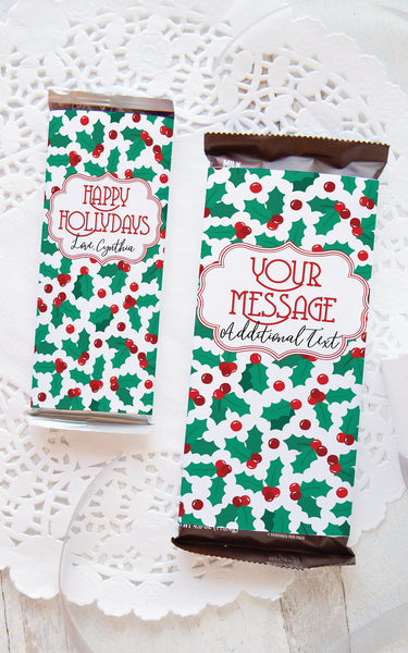 Christmas Candy Bar Wrapper Duo - Holly Leaves and Berries