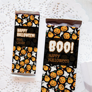 Jack-o-Lantern and Ghost Halloween Candy Bar Wrappers