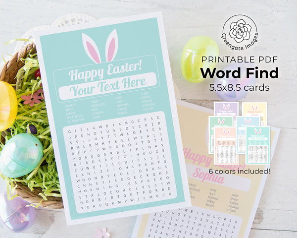 Easter Word Find Cards - Pastel Bunny Ears