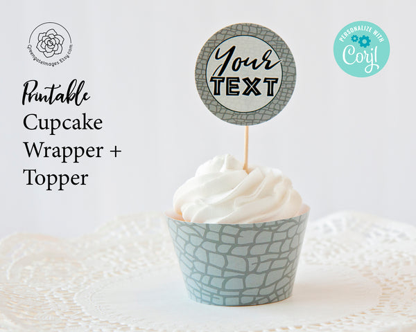 Elephant Print Cupcake Wrappers + Toppers