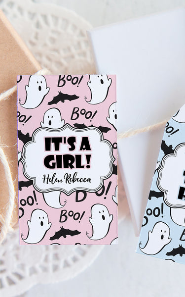 Pink and Blue Ghosts Halloween Gift Tags