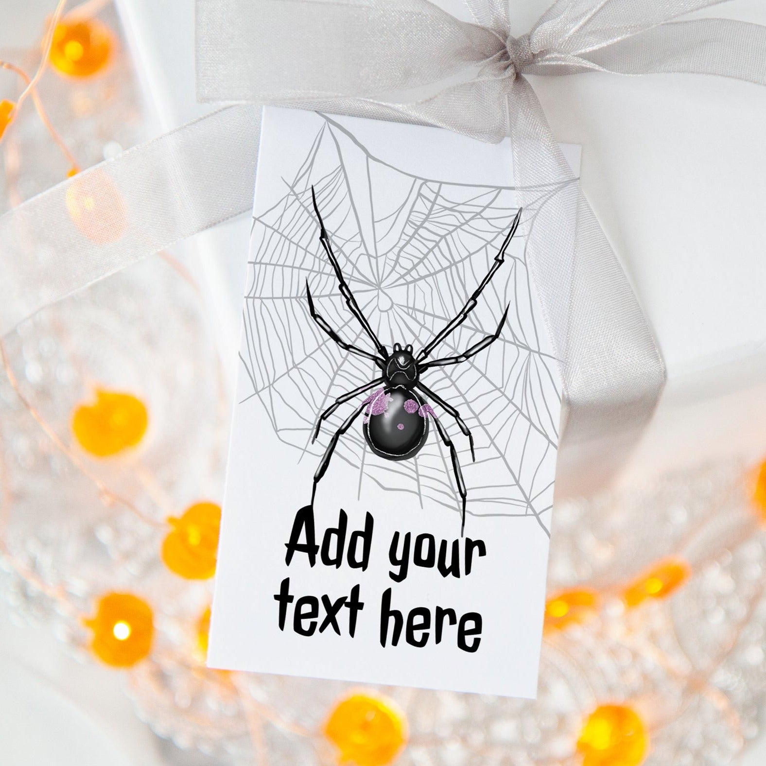 Spider and Web Halloween Gift Tag