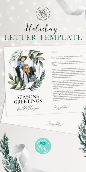 Christmas Letter Template - Mixed Greenery