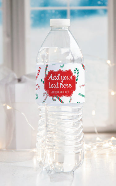 Candy Cane Water Bottle Label