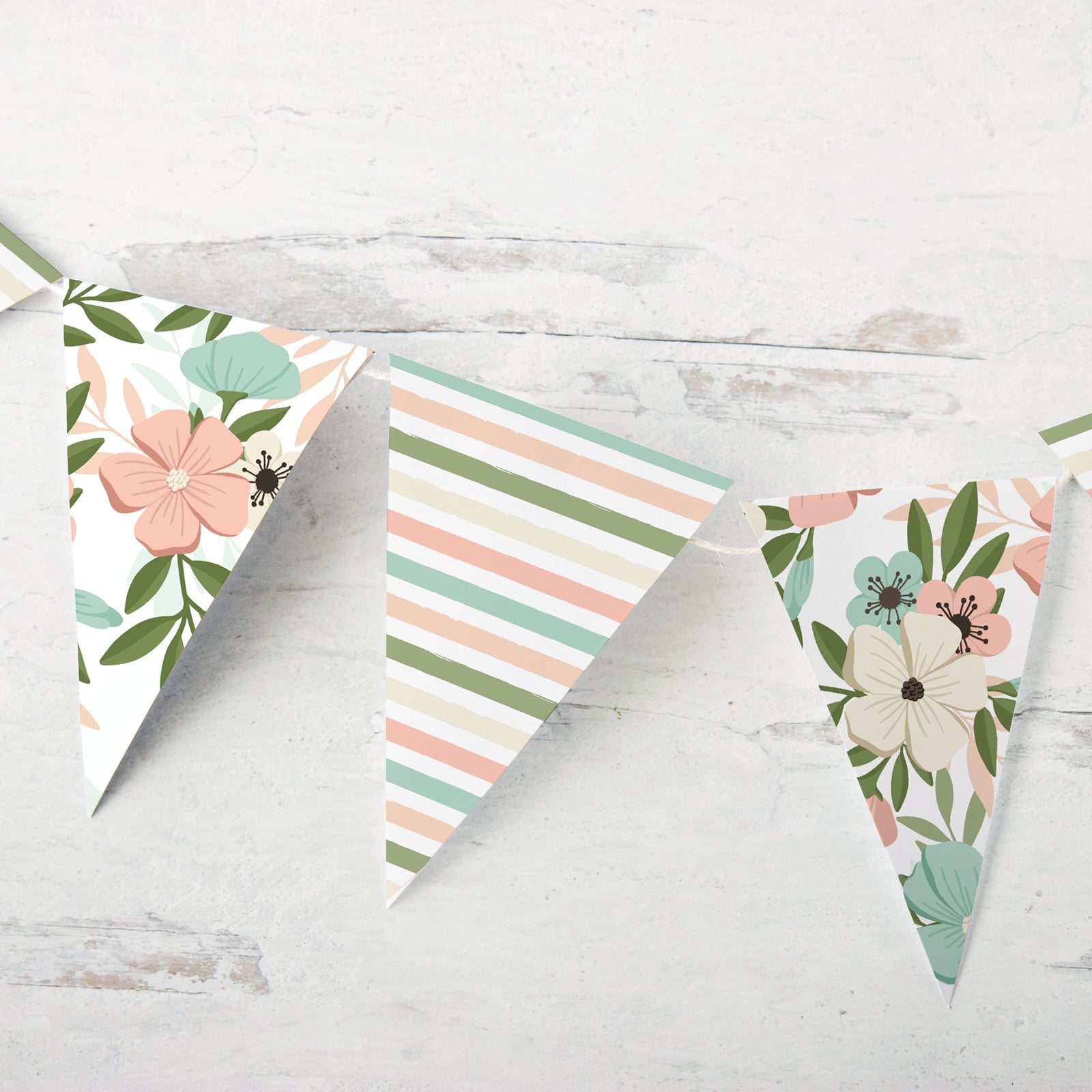 Spring Bunting - Flowers and Stripes