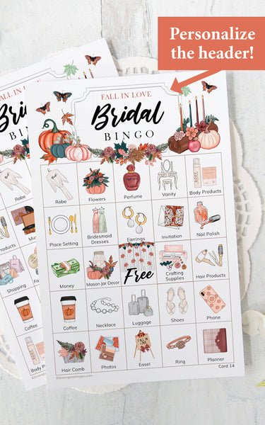 Fall / Autumn Bridal Bingo Cards