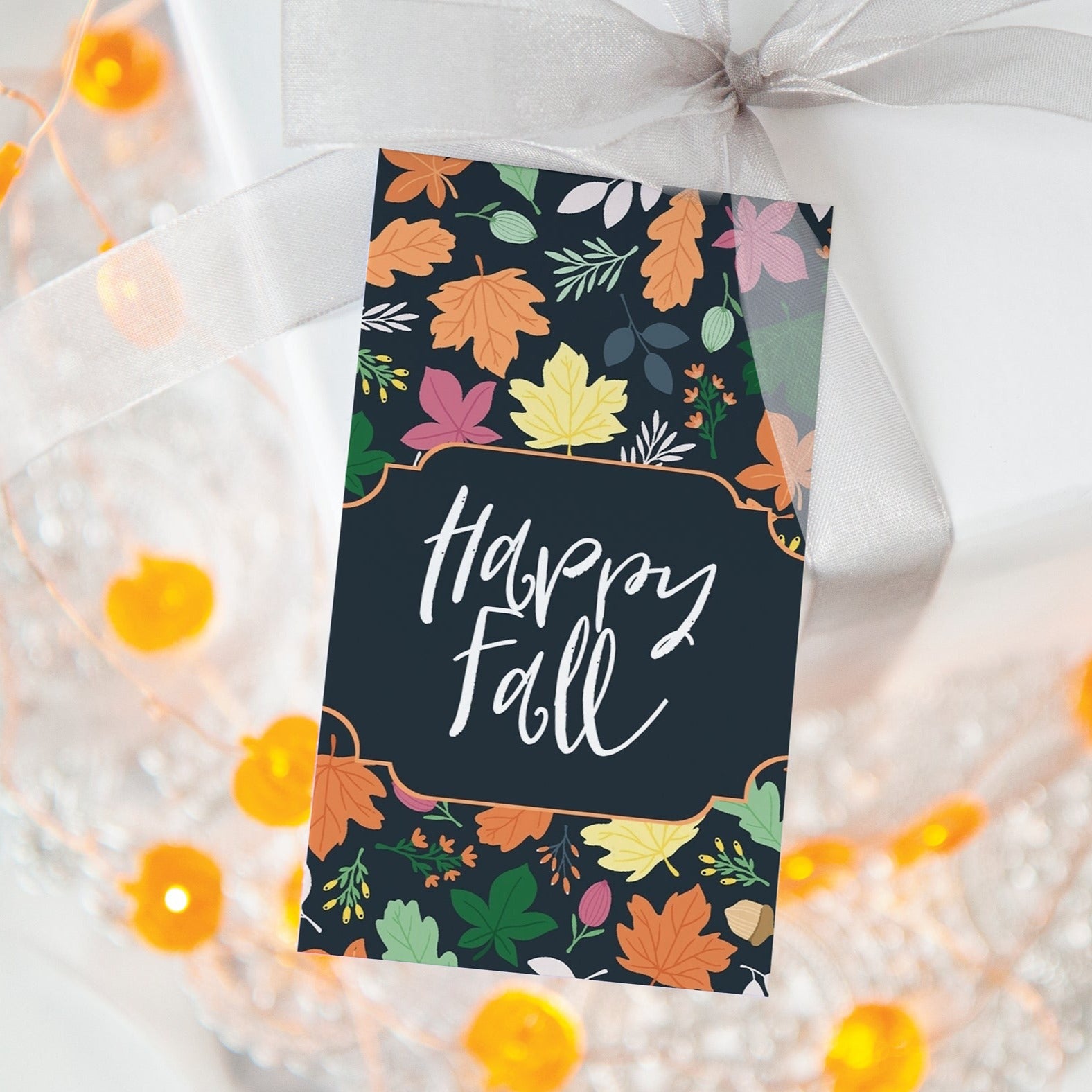 Fall Leaves Gift Tag - Dark Background