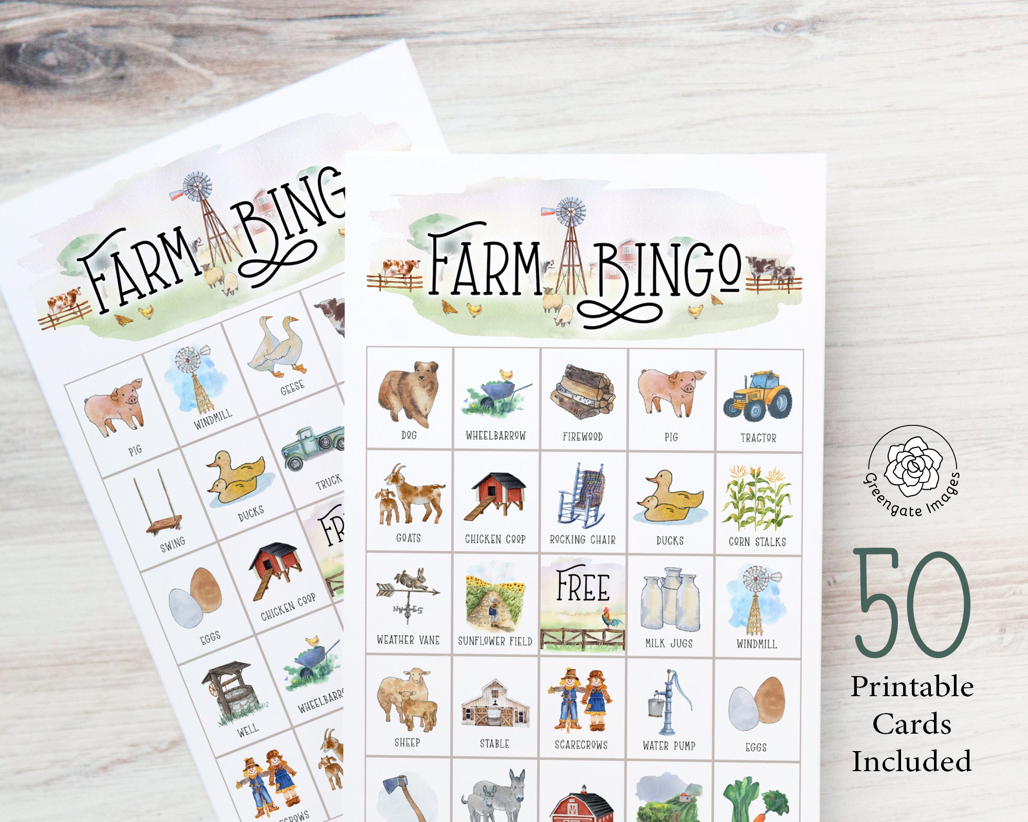 Farm Bingo – Greengate Images for Farm Animals Bingo Free Printable