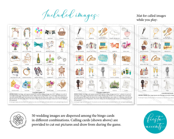 Wedding Bingo Cards - 100 card, Personalization, Fiesta - Greengate Images