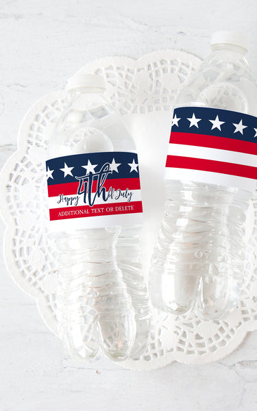 Patriotic Water Bottle Label - American Flag