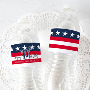 Patriotic Water Bottle Label - American Flag