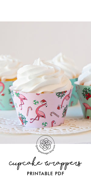 Christmas Flamingo Cupcake Wrappers