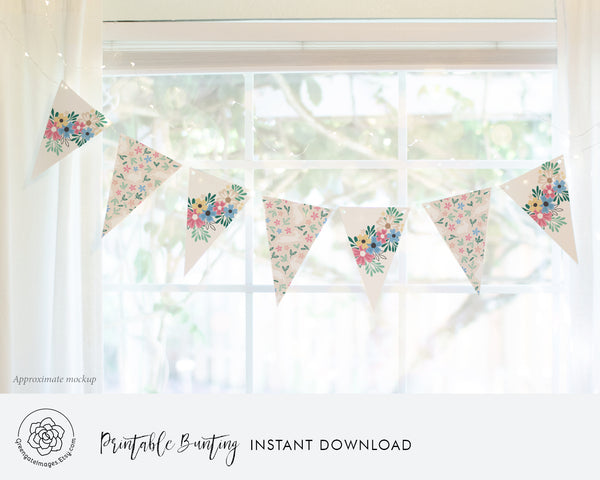 Easter Bunting - Bunnies and Flowers