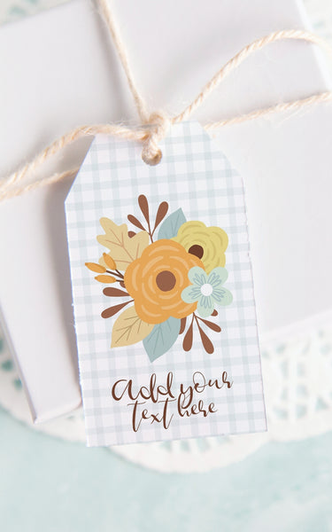 Floral and Plaid Fall Gift Tag