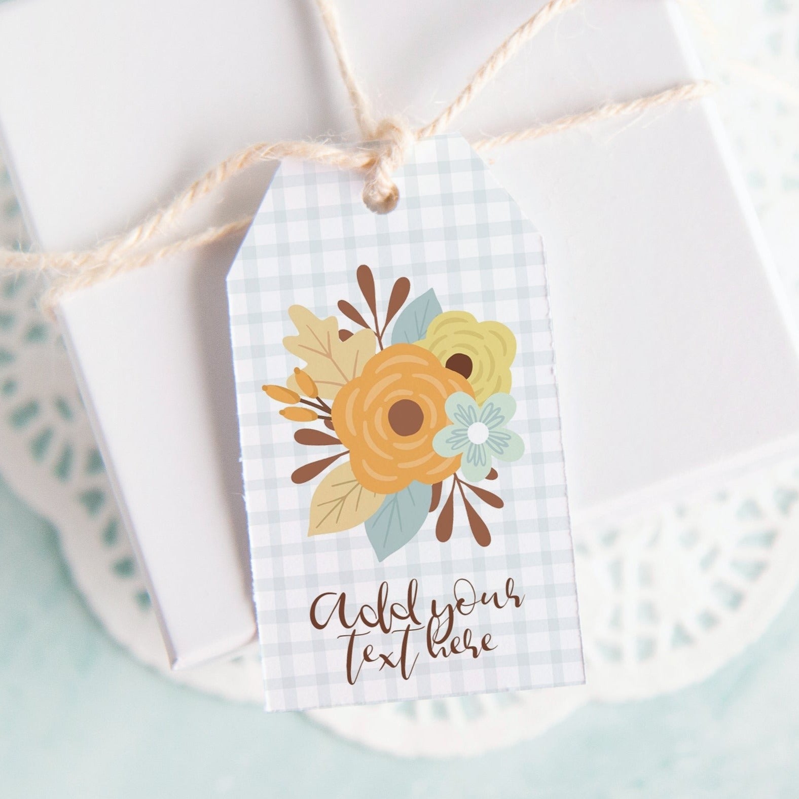 Floral and Plaid Fall Gift Tag
