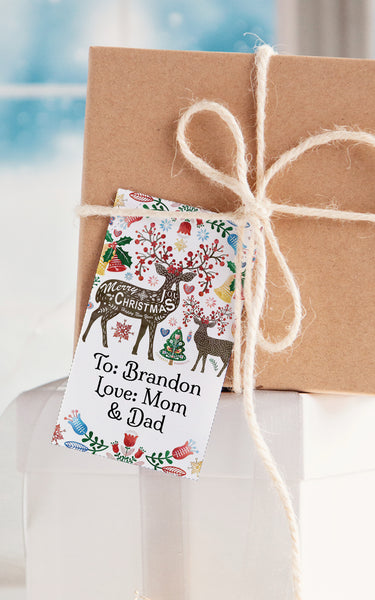 Folk/Scandi Christmas Gift Tags - Multicolored Reindeer