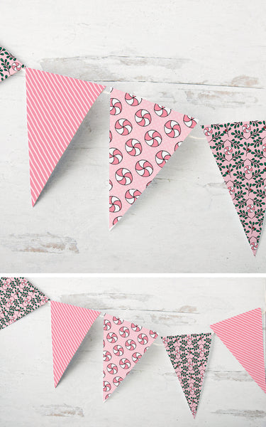 Pink Peppermint Christmas Bunting