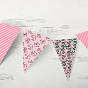 Pink Peppermint Christmas Bunting - Greengate Images