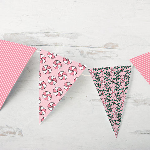Pink Peppermint Christmas Bunting