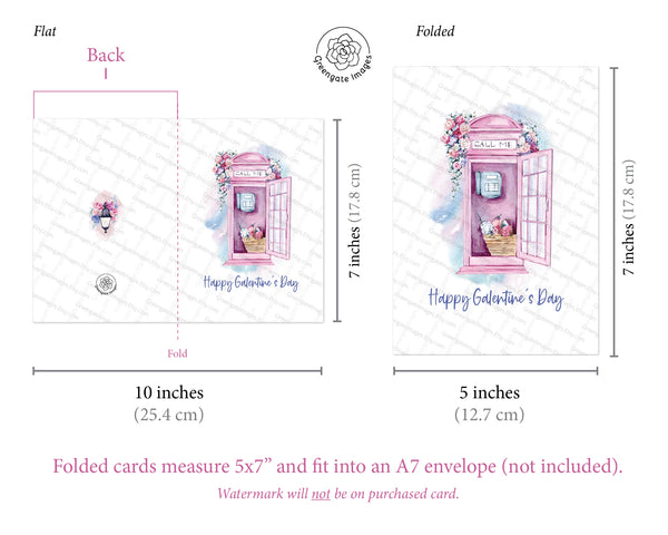 Galentine's Day Greeting Card - Pink Phone Booth