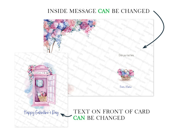 Galentine's Day Greeting Card - Pink Phone Booth - Greengate Images