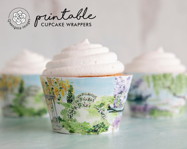 Garden Cupcake Wrappers - Floral Scenes