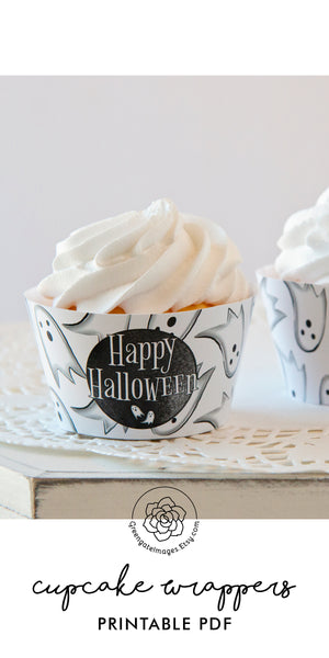 Ghost Halloween Cupcake Wrapper