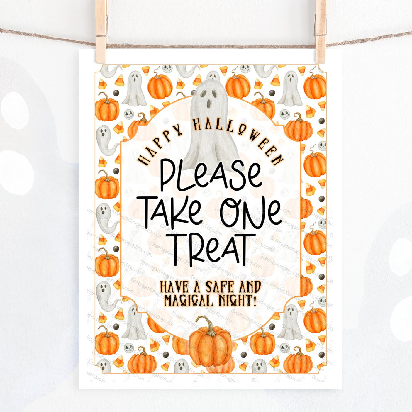 halloween-candy-sign-template-pumpkins-and-ghosts-greengate-images for Free Printable Happy Halloween Signs Halloween Candy Sign Template - Pumpkins and Ghosts – Greengate Images for Free Printable Happy Halloween Signs