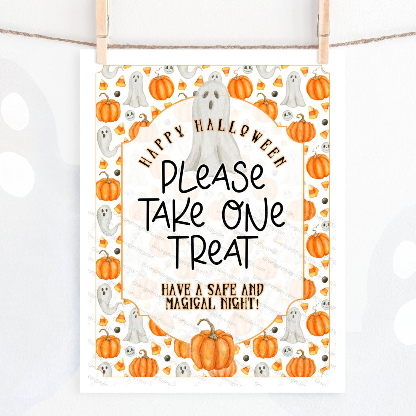 Pumpkins and Ghosts Halloween Candy Sign + Template