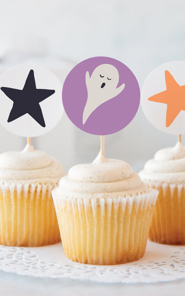 Ghosts and Stars 2" Circle Cupcake Toppers