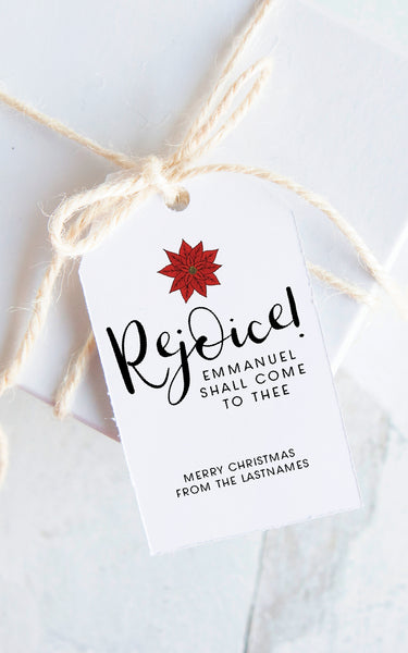 Christmas Hymn Gift Tag - Rejoice! Poinsettia