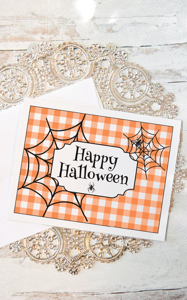 Gingham and Spiderwebs A2 Halloween Card