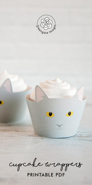 Gray Cat Cupcake Wrapper