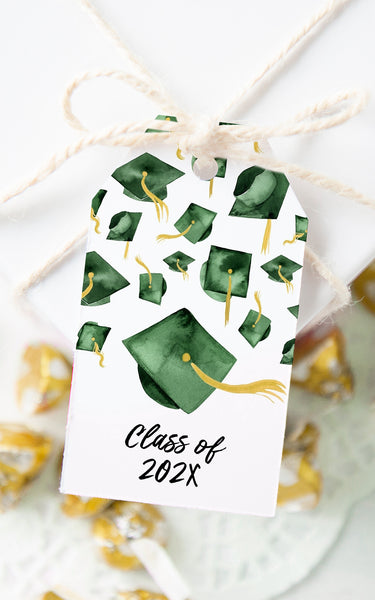 Green Graduation Cap Gift Tags