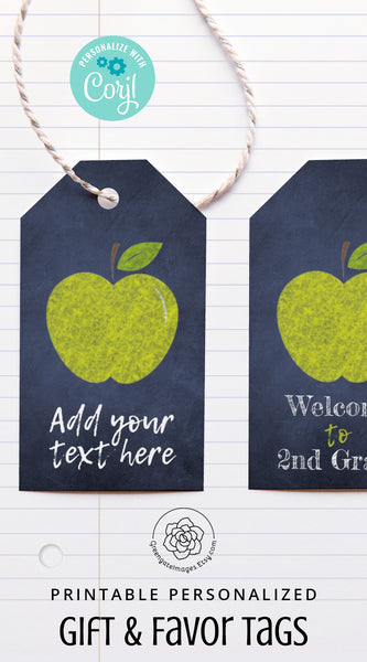 Green Apple Teacher Gift Tag - Chalkboard Style