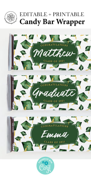 Green Graduation Candy Bar Wrappers